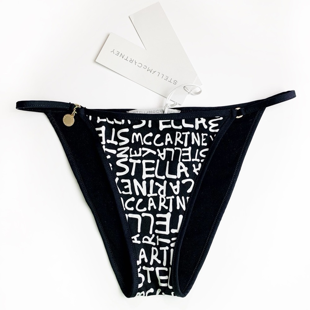 Stella McCartney Black and Ivory Graffiti Bikini Bottom NWT Size M